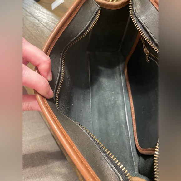 Coach Vintage Swagger Spectator Bag Purse Black Tabac Tan Piping Leather Classic - Picture 12 of 14